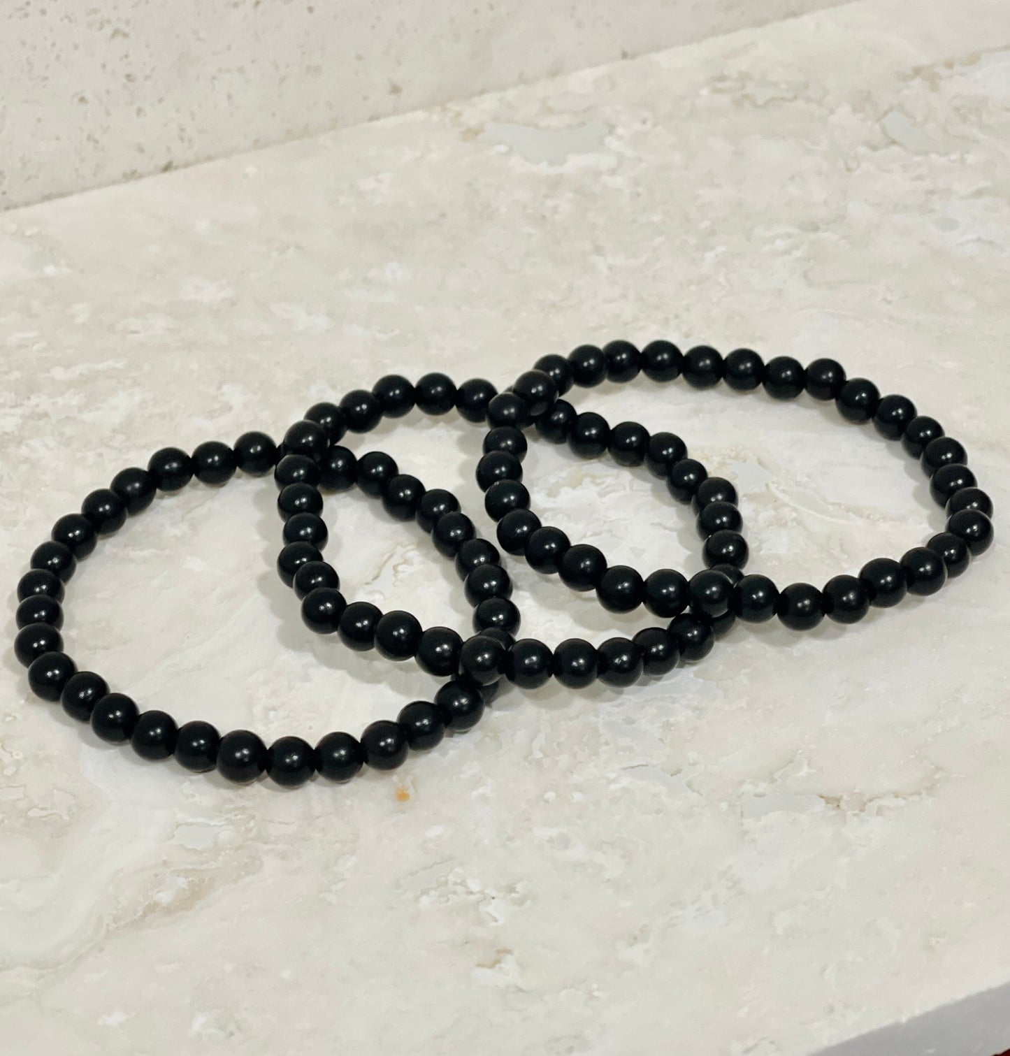 Obsidian 6mm Stone Stacked Bracelet Set
