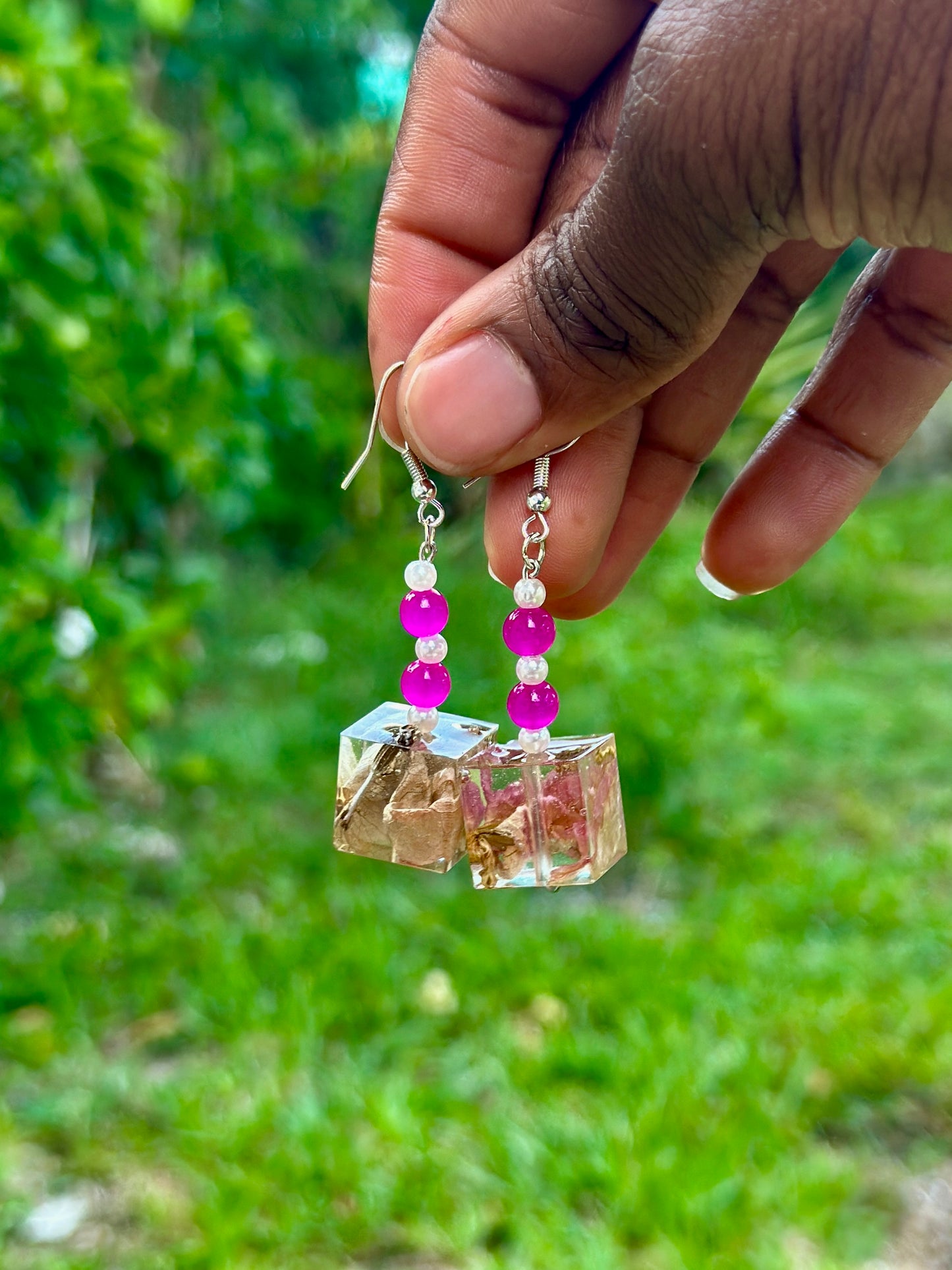 Bougainvillea-Inspired Drop Earrings