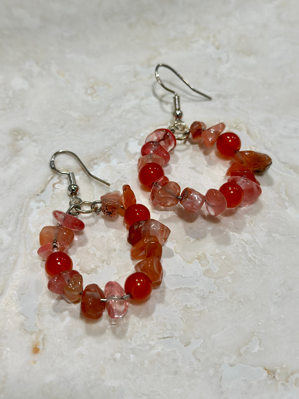 Natural Chip Stone - Hoop Earring