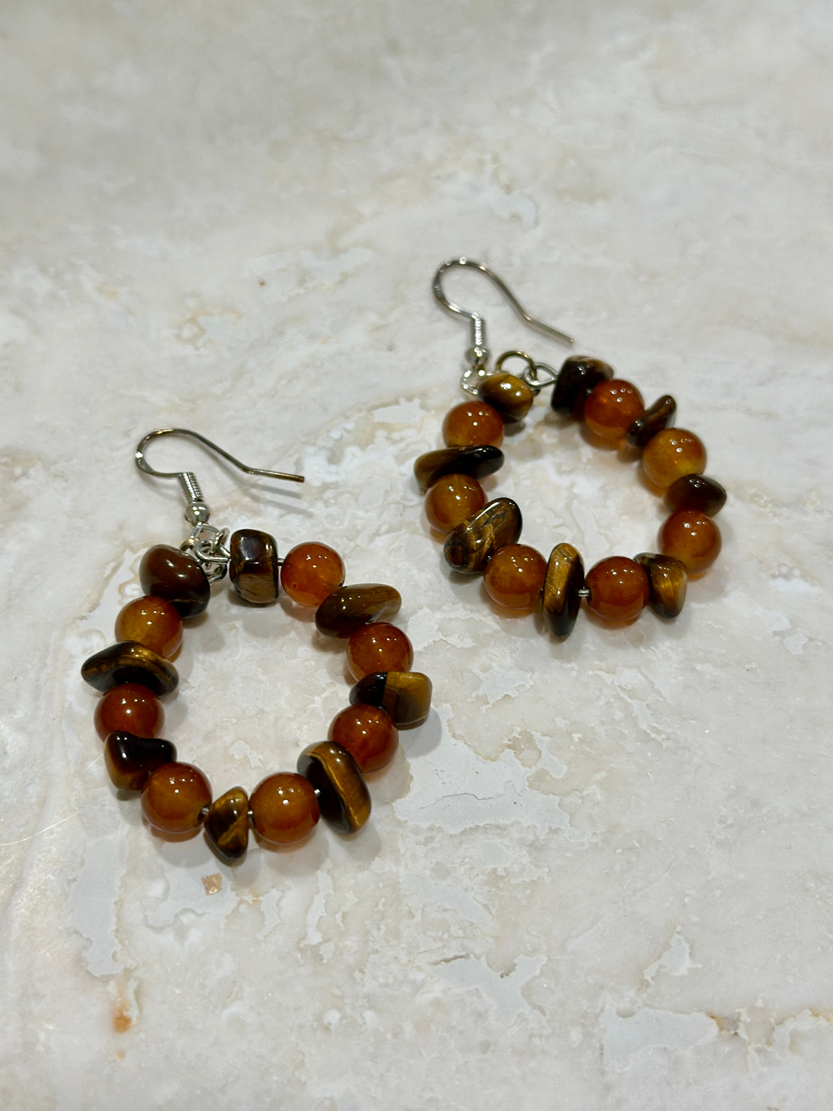 Natural Chip Stone - Hoop Earring