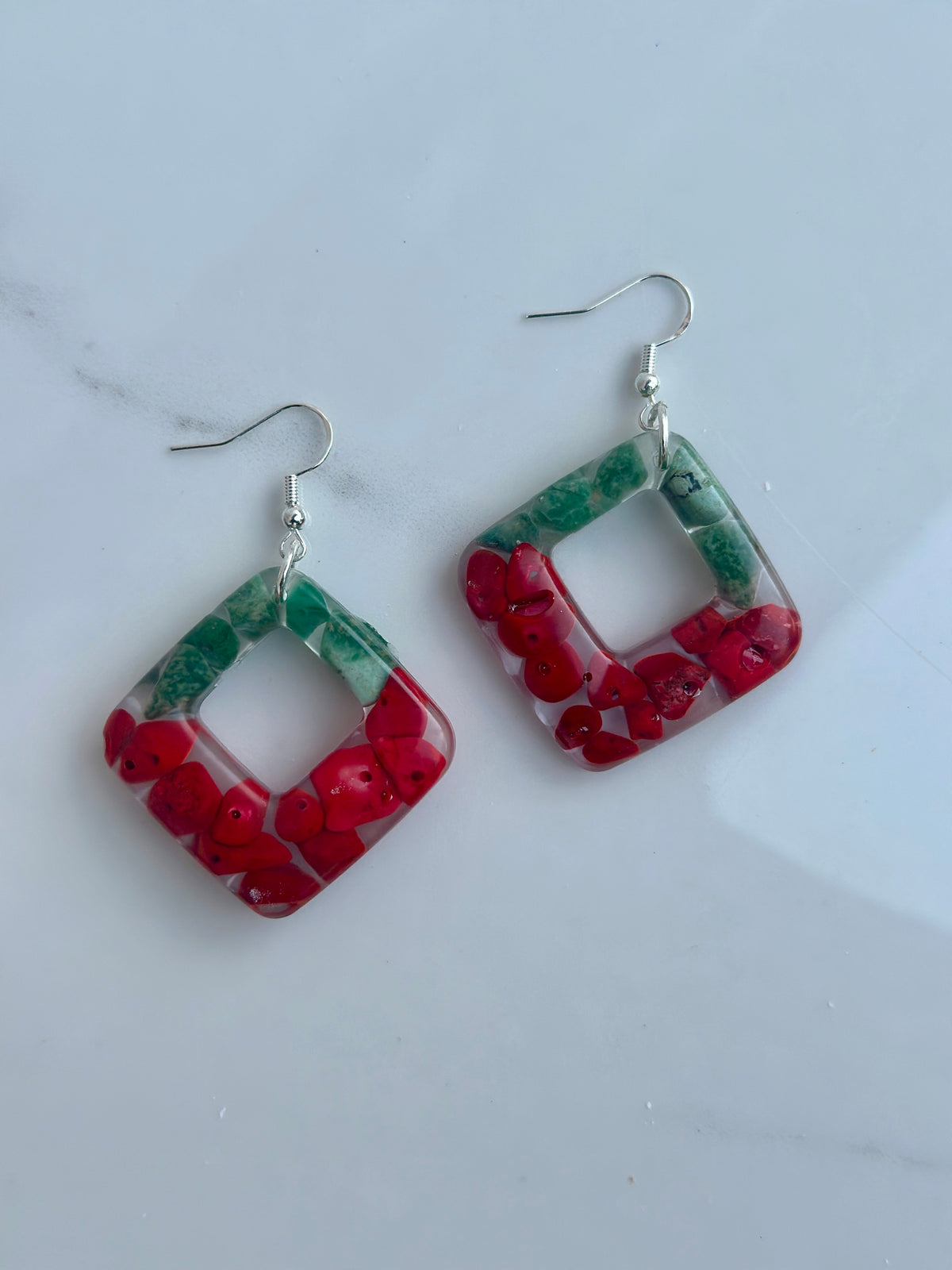 Natural Chip Stone - Dangle Earring