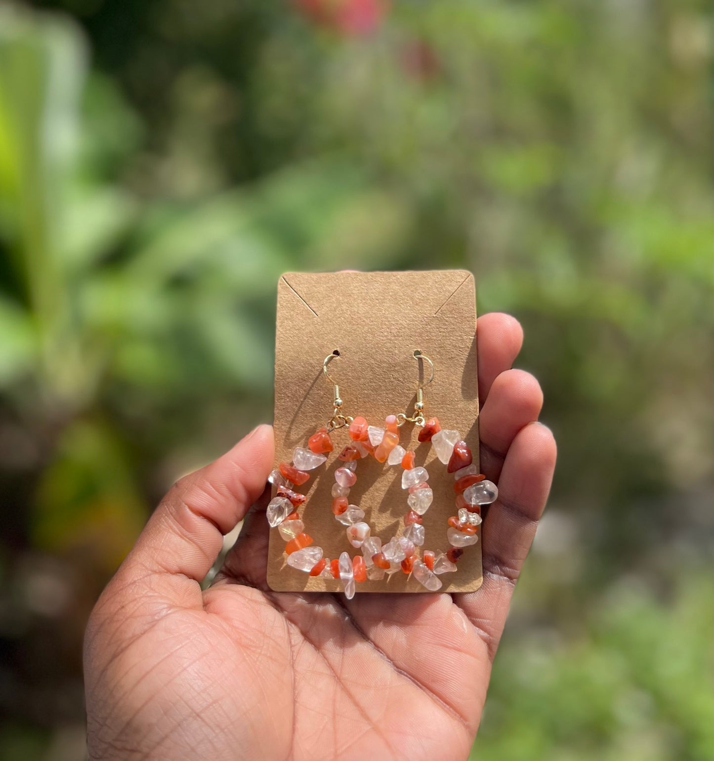 Natural Chip Pink Stone Dangle Earring