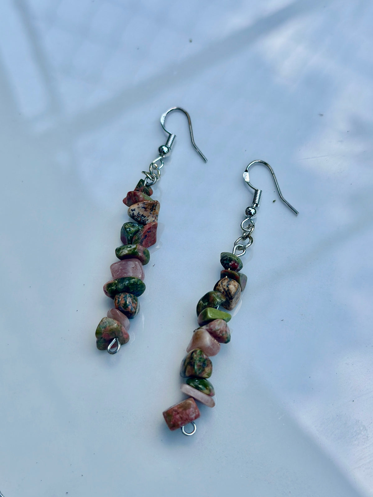 Natural Chip Stone - Drop Earring