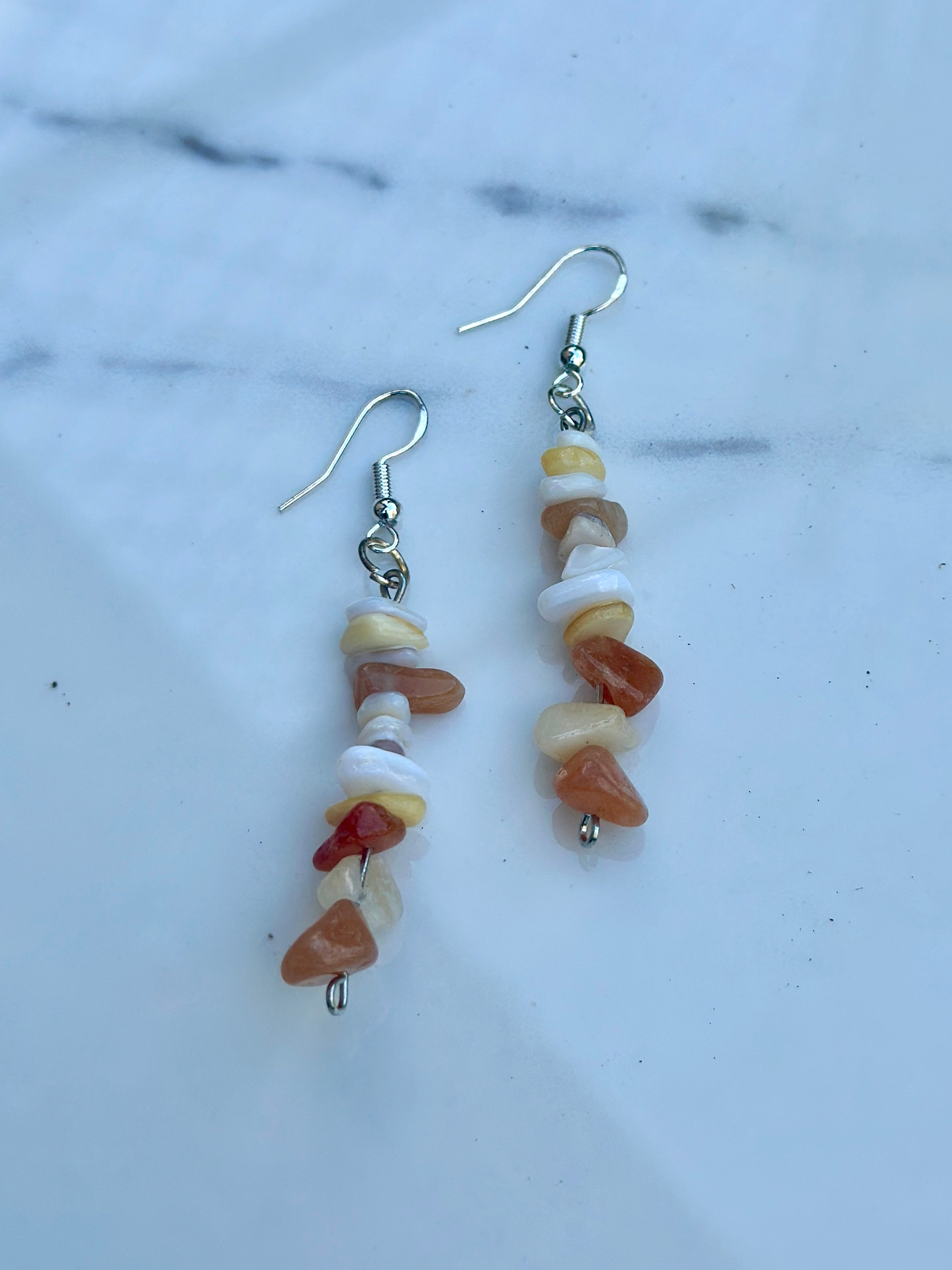 Natural Chip Stone - Drop Earring